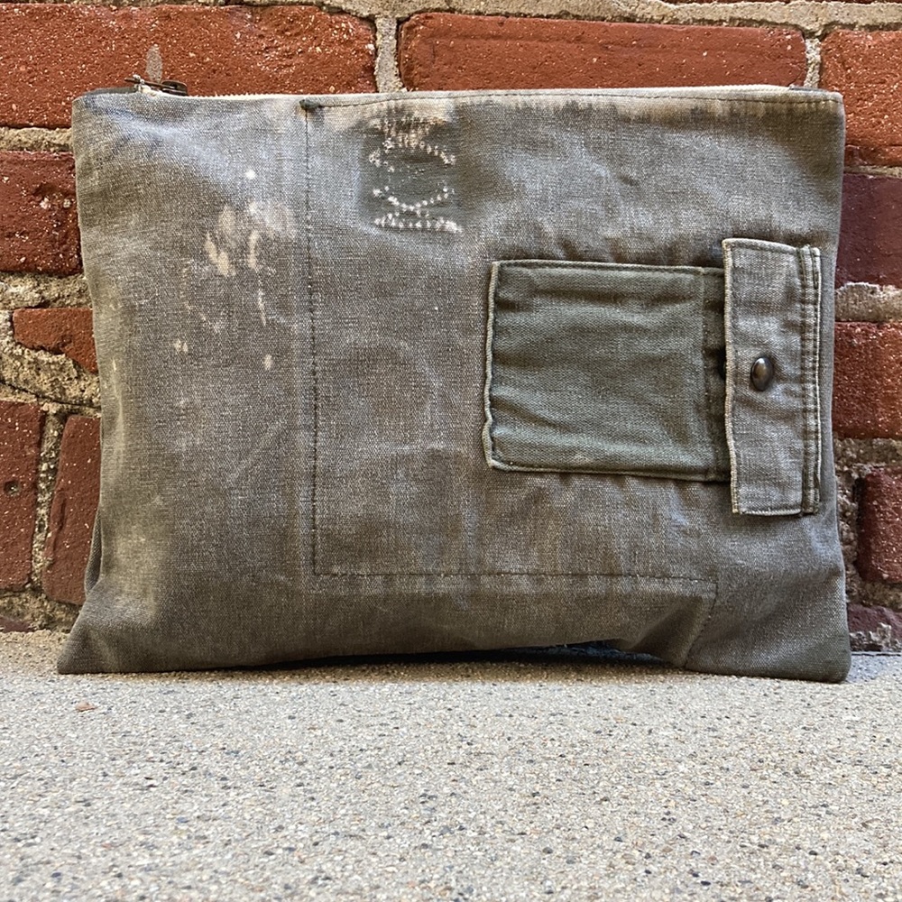 Recycled Vintage Military Duffle Clutch Bag With Front Pocket
